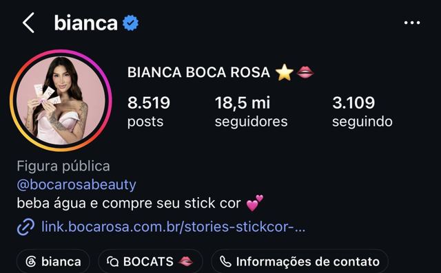 Instagram profile: Bianca Andrade