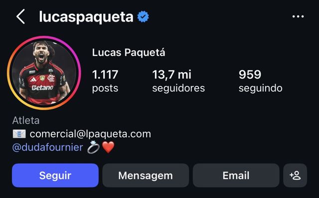 Instagram profile: Lucas Paquetá