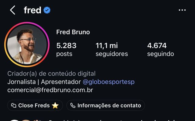 Instagram profile: Fred Bruno