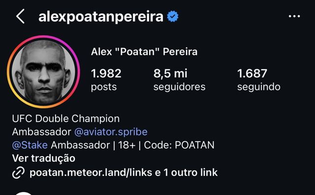 Instagram profile: Alex Poatan