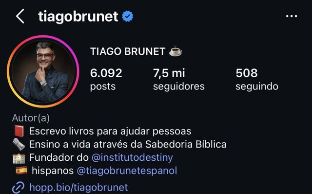Instagram profile: Tiago Brunet