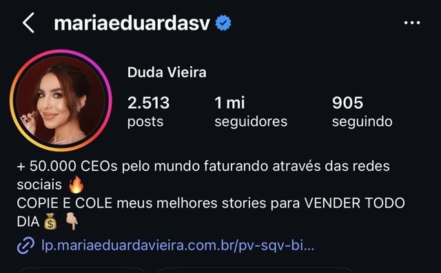 Instagram profile: Duda Vieira