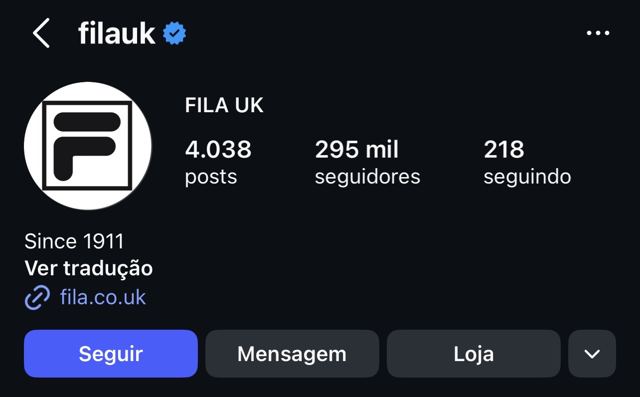 Instagram profile: FILA UK