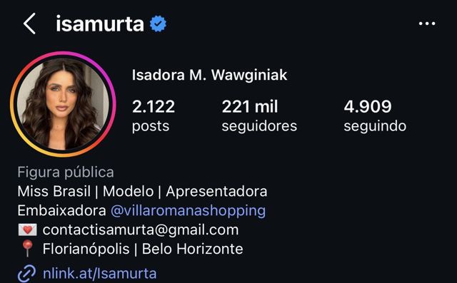 Instagram profile: Isa Murta